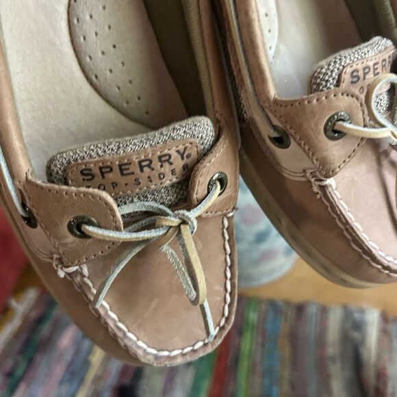 Sperry Women’s Top Sider Beige Leather Boat Shoes 8M - Picture 7 of 16